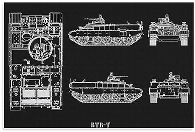 BTR T Tank Zeichnungen Minimalismus Blaupausen Home Decor Poster Wandkunst Hängende Bild Druck Dekorative Malerei Poster