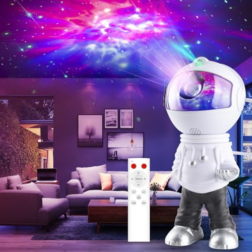 SIVQIKE LED Sternenhimmel Projektor Astronaut,Spaceman Galaxy Projektorlicht,Galaxy Light mit Fernbedienung,Sternenprojektor Kinder und Erwachsene, Smart Star Projector Weiß