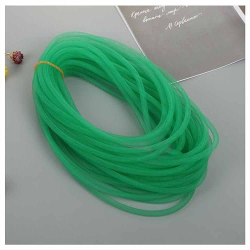 SHTGOI 1 Stück 25m Elastische Mesh Schlauch Basteln 8mm Netz-Rohr Flex Netzschlauch Meterware Kreative Netzschnur DIY Schmuck Zubehör für Schleife Armband Halskette Kränze Handwerk Obst Grün