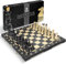 Wegiel Imperator 21-Inch Luxury Wooden Chess Set for Adults and Kids - Handcrafted from Premium Beech and Birch Wood - Unique Folding Design with Chess Piece Storage, Black