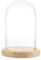 APACALI 1 Stück Glasglocke, 17.5cm Hoch Glasglocke mit Holzboden, Transparent Glasglocke, glaskuppel mit holzboden, Glashaube Glasbox Glas für Lichter, Deko, Wohnaccessoire