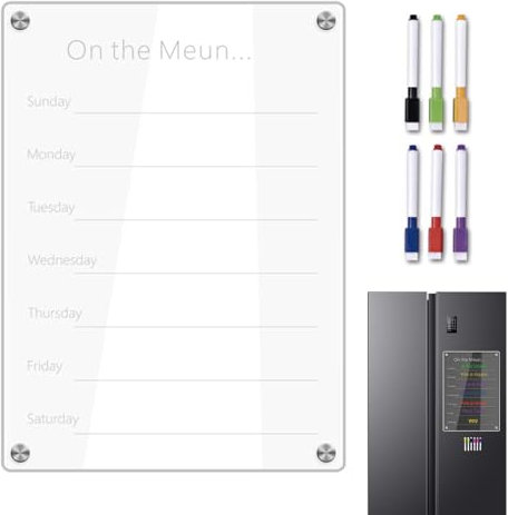 Trocken abwischbarer Tafelkalender, trocken abwischbarer Acrylkalender - Planer-Notizbrett | Magnetische Wandtafel mit 6 Markern, tragbare Memo-Whiteboard-Acryltafel für Büros,