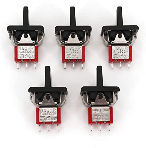 PSPASPFZ Schalter Rocker Switch 5Pcs SH T80-R Serie R8016A-P14 3Pin Momentary MOM-Off-MOM Self- SPDT Wipp- und Paddelschalter (Color : 5pcs Black)