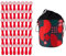 Lot de 48 pinces à linge avec ressorts de compression en acier inoxydable et poignée souple rouge et blanc et 1 sac à pinces à linge rétro rouge