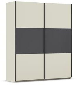 Rauch Möbel NEO, Schwebetürenschrank, Beige/Grau metallic, Breite 175 cm | Kleiderschrank mit Schwebetüren, Schiebetüren, 2-türig, für Schlafzimmer, Kinderzimmer, Jugendzimmer, Homeoffice, Garderobe