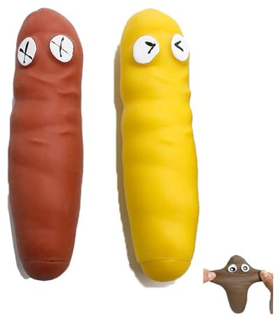 MORAINJAY 2 Stück Stressball Wurst,Kackwurst Stress Wurst,Fake Stretchy Poop Antistressball,Anti Stress Spielzeug für Kinder Erwachsene,Lustiges Geburtstagsgeschenk(Rot&Gelb)