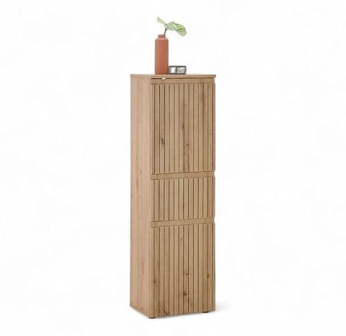 Stella Trading Austin Badezimmer Kommode in Artisan Eiche Optik, Wildeiche Optik Optik FSC-Zertifiziert - Badezimmerschrank Bad Schrank mit viel Stauraum - 40 x 136 x 31 cm (B/H/T)