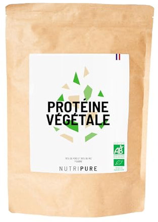Nutripure | Protéine Vegan Bio | Neutre | Complément Alimentaire Sport & Musculation | Protéine Végétale de Pois et de Riz, BCAA, EAA | 750gr | 15 à 30 portions | Made in France