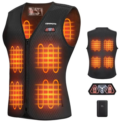 KEMIMOTO Beheizbare weste Frauen, Beheizte Weste mit 6 Heizzonen, 3 einstellbare Wärmestufe mit 10000 mah Akku, USB Eletriksche Heizweste für Skifahren, Angeln, Motorrad, Outdoor Ativitäten
