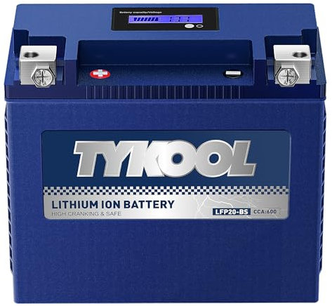 YTX20-BS Lithium LiFePO4 Motorcycle Battery, 12V 12Ah, 600CCA, Built in BMS, Powersports Battery,for ATV,UTV,Jet Ski,PWC