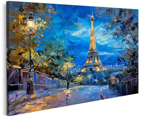 islandburner Bild auf Leinwand Ölgemälde Effekt Eiffelturm Paris Frankreich Bilder Wandbilder Poster