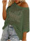 Womens Y2K Crochet Fishnet Long Sleeve Top Off The Shoulder Jumper Going Out Oversized Knitted Cover Up Sweater Lightweight Baggy Hollow Out Pullover Tops Knitwear Summer Army Green M