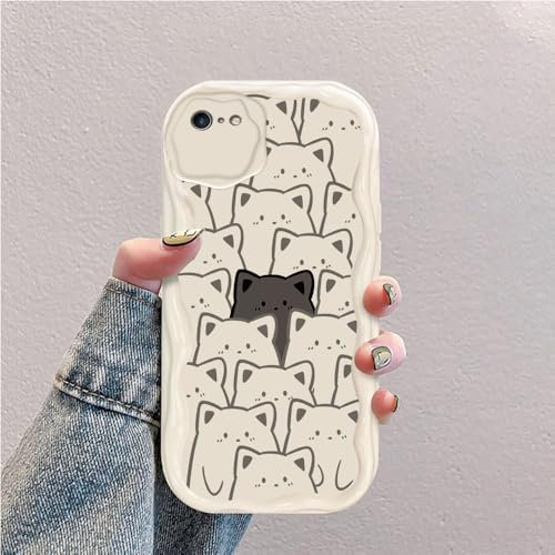 Katze Welle Silikon Weich Hülle Kompatibel mit iPhone 6/iPhone 6s Weiß