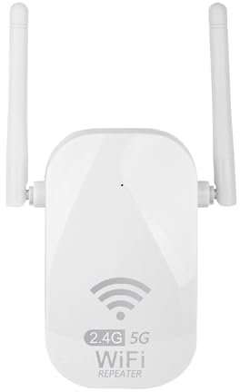 AHYBZN Répéteur WiFi Puissant 1200 Mbps Double Bande 5 GHz & 2.4GHz, WiFi Extender 4 Modes Port Ethernet Compatible avec Toutes Les Box Internet (E-1201U)