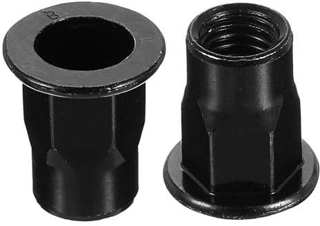 sourcing map Tuercas de remache M8 de rosca media hexagonal de acero al carbono con cabeza plana, 60 unidades