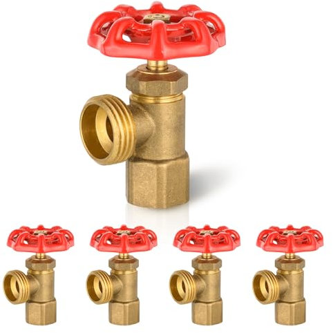 (Pack of 5) GUOFIS Boiler Drain Valve, 3/4 Inch FIP Inlet x 3/4 Inch MHT Outlet, For Draining and Maintenance in Boiler System,Multi-Turn