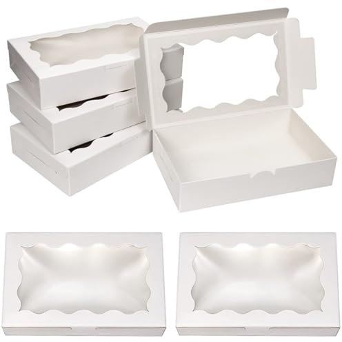 HSTWODE 20 Cupcake Transportbox Karton mit Sichtfenster -18cmx 11cm x4cm- Einwegverpackungsboxen - Für Kekse, Muffin, Torten, Pralinen Verpackung & Cupcake Box (Weiße Farbe)