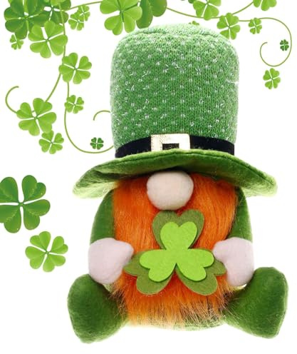 St. Patrick's Day Deko - Grüner Leprechaun aus Plüsch St. Patrick's Day ohne Gesicht Zwergklee mehrstufiges Tablett Irisch Wichtel | Sammelfiguren für Tablett