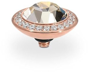 Qudo INTERCHANGEABLE TONDO deluxe 13mm rosegold Aufsatz für Ring (light gold quarz)