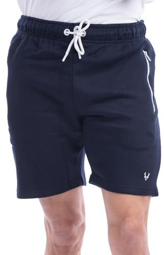 Mens Jogging Fleece Shorts Sweat Jersey Comfy Elasticated Waist Joggers Casual Gym Bottoms Plain Loungewear Lounge Pants Running Short with Pockets Sweatpants (Dress Blue, XL)