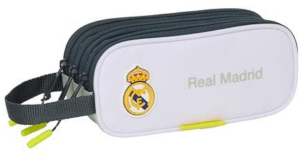 Safta Real Madrid EQUIPACIÓN 25/26 - Estuche Triple Cremallera, Estuche Infantil, Estuche Niño, Ideal para Niños de 5 a 14 Años, Cómodo y Versátil, Calidad y Resistencia, 21x7x8.5 cm