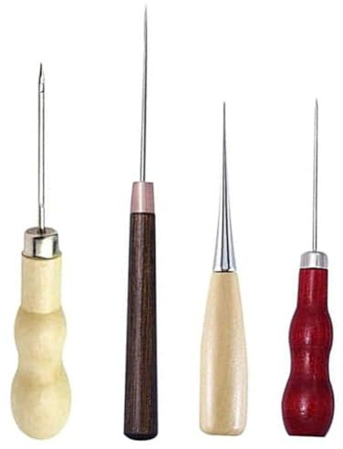 Yominerr Set di 4 Punteruoli per Lavorazione del Legno - Acciaio Inossidabile, 4 Pezzi, Grana Media, Perforazione e Foratura Comode per Pelle e Legno