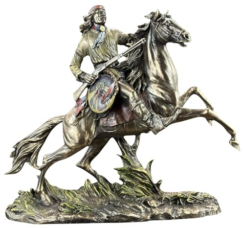57 SPECIAL REPLICAS Skulptur Deko Figur - Indian Apache AUF Pferd MIT Schild UND GEWEHREN - Figur als Geschenk für Wohnzimmerdekoration Figuren Deko