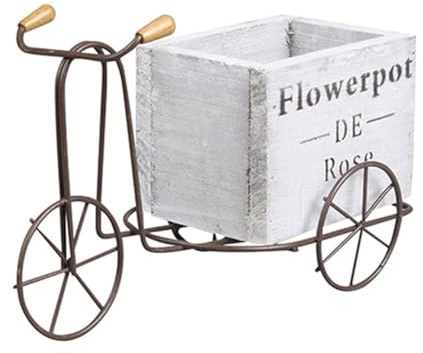 Fuhjythy Retro Flower Pot Wooden Bicycle Shaped Planter Iron Art Flowerpot Flower Stand Home Yard Garden Decor Crafts, Easy to Use Fine Workmanship
