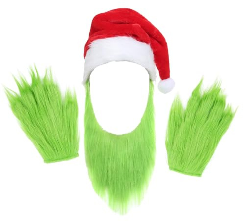 Weihnachtsmütze Cosplay, Weihnachtsmützen Erwachsene, Nikolausmütze, Pelzige Hand Handschuhe, Weihnachten Handschuhe, Lustige Cosplay Kostüm Zubehör für Feiertagspartys, Cosplay, Bühnenauftritte