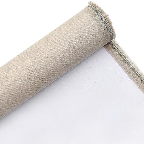 Fymlok Rouleau de Toile a Peindre Lin Toile Vierge apprêtée en mélange de Lin Haute qualité for Peinture à l'huile et Acrylique, Rouleau 3 m, Largeur 28/48/58/68/88cm cm(68cm Width)