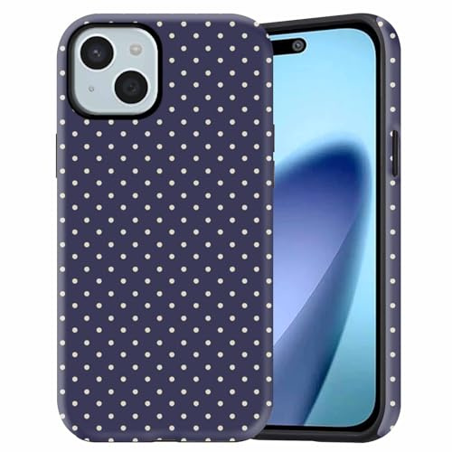 Dahimomo Cute Case for iPhone 13 mini/iPhone 12 mini 5.4, Polka Dot Girly Aesthetic Dsign Pattern, Shockproof Slim Soft TPU and Hard PC Frosted Double Protective Cover for Girl Women, Blue Dot