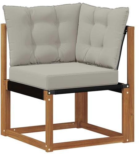 vidaXL Outdoor Ecksofa Massivholz Akazie und Textilene-Stoff Natur, Balkonmöbel, moderner Stil, langlebiges Design, wetterfeste Akazie, multifunktional für den Garten