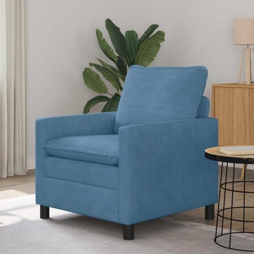 Vortrek Sofa Blau Cord Stoff 76 x 81 x 87,5 cm mit Metallrahmen 1-Sitzer für Wohnzimmer Büro Lounge Komfort und Relaxfunktion