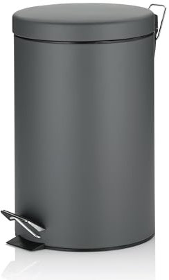 kela Kosmetikeimer Malta, 12 L, Durchmesser 25 cm, Metall, dunkelgrau, Silent-Close, herausnehmbarer Inneneimer mit Tragehenkel, 10942