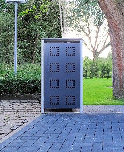 Srm-Design 1 Mülltonnenbox Modell No.5 Anthrazitgrau für 120 Liter Mülltonnen/witterungsbeständig durch Pulverbeschichtung/mit Klappdeckel und Fronttür