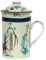 Keramik Teetasse mit Deckel + Sieb für Losen Tee mit Asiatischem Motiv (Asiatische Gräser, 514) Japanische Chinesische Tasse Für Teeliebhaber, Porzellan Kaffee Geschenk Set Asien Asia Becher Haferl