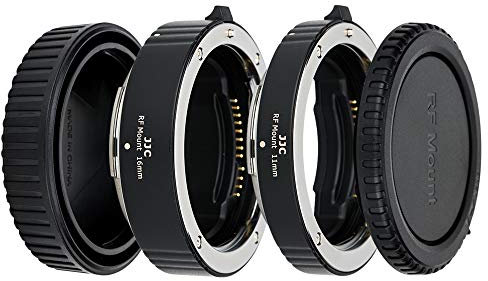 JJC Automatik Makro Zwischenringe (AF) für Makrofotographie 11mm/16mm Set für Canon RF-Bajonett Kameras EOS R100 R Ra RP R1 R3 R5 R5II R5c R6 R6II R7 R8 R10 R50 & RF Bajonett Objektiv