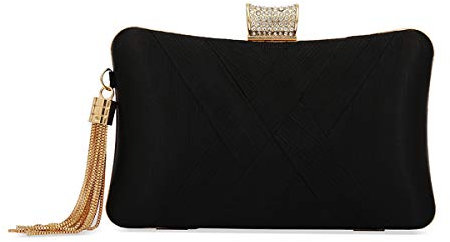 zebrum Womens Evening Clutch Bag Designer Evening Handbag,Lady Party Clutch Purse, Great Gift Choice (Big Black-Elegant Tassel)
