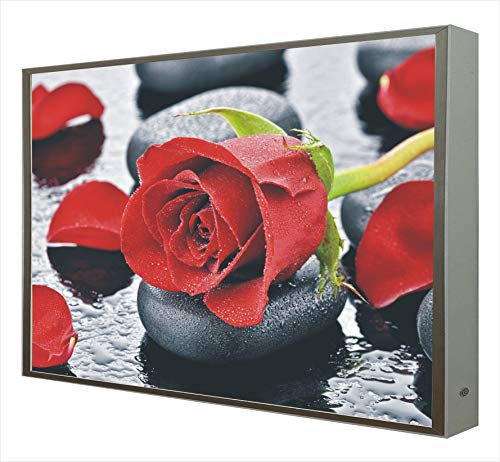 Quadro con cornice in legno laccato bianco illuminato con luce LED rosa Zen