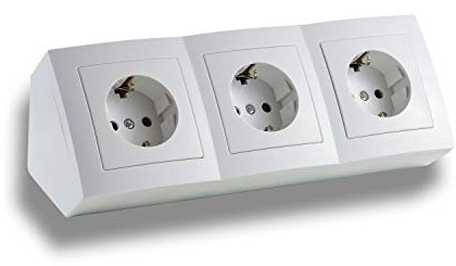 Enchufe de Esquina para Montaje en Pared, Schuko, USB, Cable de conexión de 15 cm y Abrazadera para encimeras de Cocina, Oficina, Taller, 250 V ~ /16 A, Abrazadera de Esquina