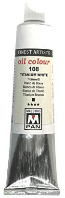 Pintura al óleo para artistas 84 colores Pintura profesional Maestro Pan Tubo de 45 ml (Blanco de titanio)