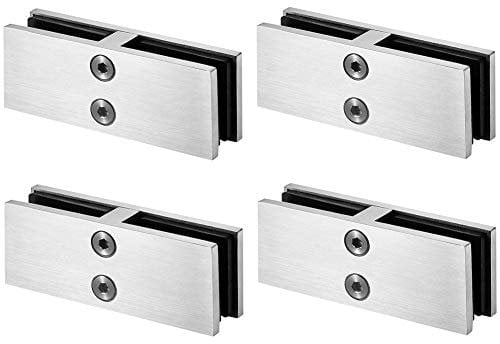 LukLoy Geländer Glas auf Glas Klemme, Edelstahl 304 Halterung für Glas Geländer Geländer Pool Zaun (4, 180 Grad)