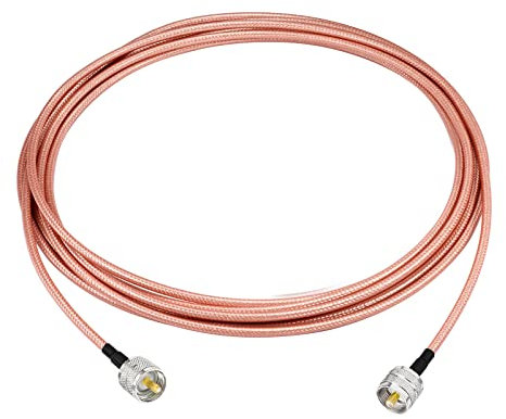 SUPERBAT UHF Male PL-259 to UHF Male PL-259 Jumper Cable (15ft, RG142) High Power Digital Coax Cable for Outdoor HAM Radios CB Radio Antenna Analyzer Dummy Load SWR Meter