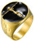 JewelryWe Schmuck Herren-Ring Edelstahl Retro Christian Jesus Christus Kreuz Ring Siegelring Religiöser Männer Band Bandring Gravur, Gold Schwarz Größe 67