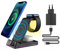 PINRUIGE Cargador Inalámbrico con Luz y Reloj, 5 in 1 Rápido Wireless Charger Estación de Carga Inductiva Compatible con iPhone 15 14 13 12 11 Pro MAX/Mini/XS/XR/8, iWatch Serie, Qi-Auriculares