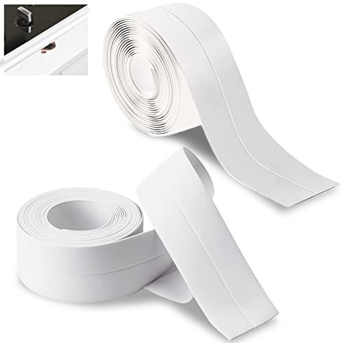 MXSTORY 2 Stück Weiß Wasserdicht Dichtungsband Set,Selbstklebend Dichtband,Fugendichtungsband,Dichtungsband Dusche,Weichsockelleiste Selbstklebend,Kantendekorleiste für Duschen,Ecken,Waschbecken