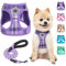 BEAUTYZOO Small Dog Harness and Leash Set,Step in No Choke No Pull Soft Mesh Dog Harnesses Reflective for Extra-Small Medium Puppy Dogs and Cats, Plaid Dog Vest Harness for XS S Pets, Purple S