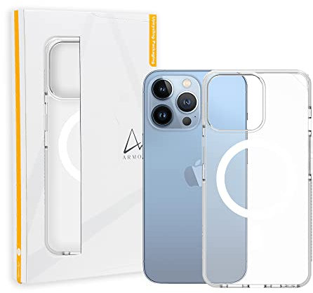 Armor Signature Magnetic Case for iPhone 13 Series (Crystal Clear with Grey Tape, iPhone 13 Pro Max)