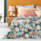 ENGLISH HOME Bettüberwurf aus Baumwolle, Atmungsaktiv, Gesteppt, Florale Tagesdecke, Leichte Überwürfe, Tagesdecke für Bett, Couch, Sofa, Camellia, 150x220 cm, Grün - Orange