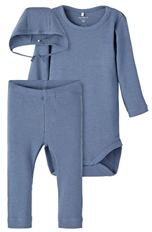 NAME IT Baby Unsiex 3-teiliges Set mit Body Hose Hut